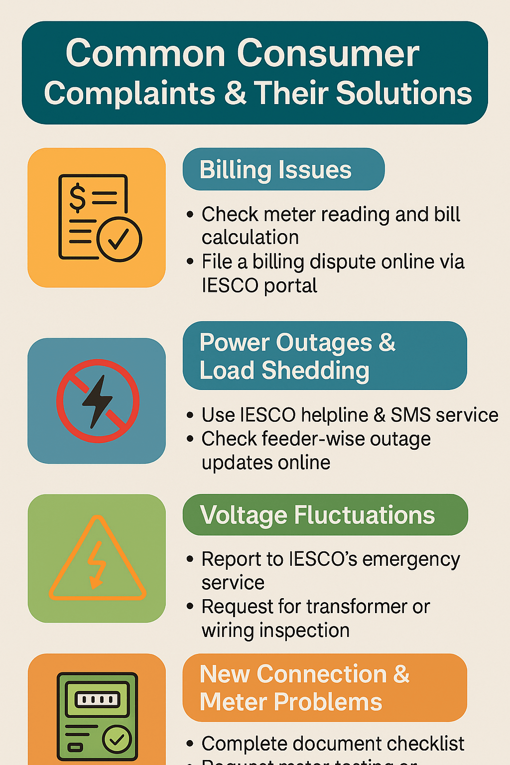 Common IESCO Consumer Complaints 