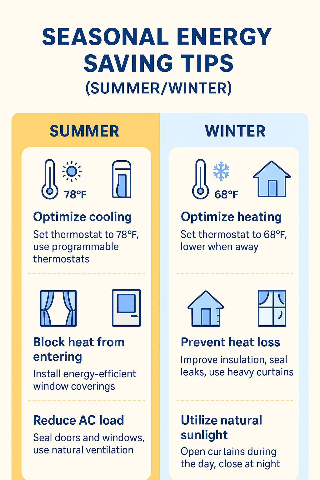 Seasonal Energy Saving Tips for Summer & Winter